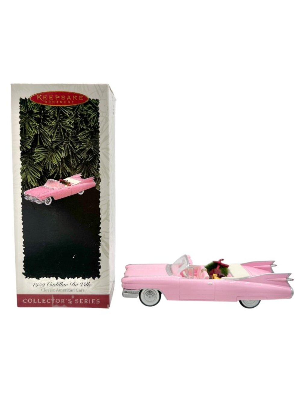 Hallmark 1959 Cadillac DeVille Keepsake Ornament American Cars Series Pink 1996